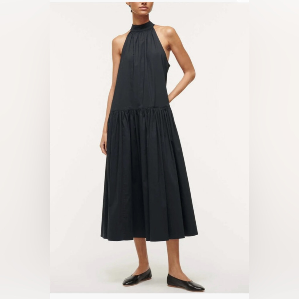 Staud Marlowe Poplin Halter Midi-Dress